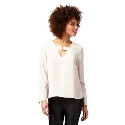 Star by Julien Macdonald Pale pink long sleeve buckle front top